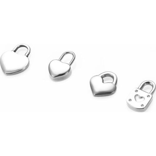 10Pcs/lot New Fashion Heart Lock Pendant Charms Stainless Steel Lock Handmade Charms for Diy Necklace Bracelet Jewelry Findings