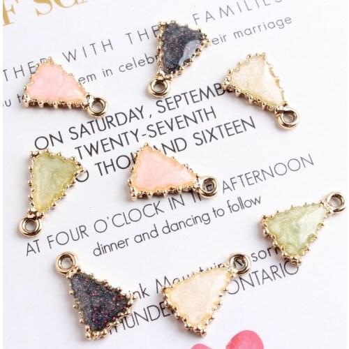 100PCS Alloy White Green Glitter Lace Triangle Pendant Enamel Charm DIY Personalized Handmade Necklace Keychains