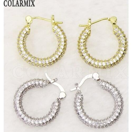 3Pairs Zirconia Round Earrings Hoop earrings Round circle hoop earrings Gold color earrings Gift for women jewelry 31364