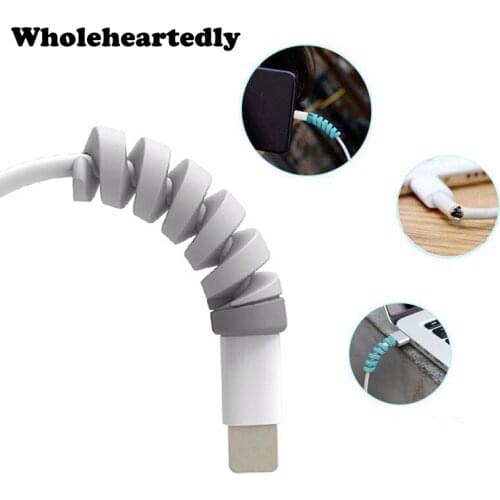 1Set 4Pcs Spiral Cable protector Data Line Bobbin winder Protective For iphone Samsung Android USB Charging earphone Case Cover