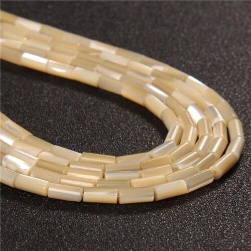 4x8mm Natural Yellow Shell Beads Cylindrical Column Beads Mother Pearl Shell Beads for Jewelry Making DIY Earrings Bracelet15"
