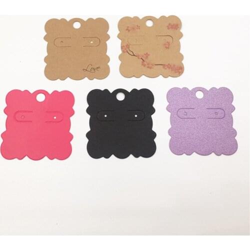 50pcs/Lot Square Earring Paper Cards Laciness Shape Colorful Paperboard Stud Earring Jewelry Display Cards Accept Custom Logo