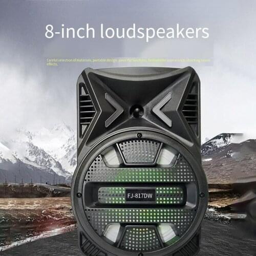 8-inch Wireless Portable Trolley Speakers with USB High-Power Bluetooth Compatible Indoor and Outdoor DJ FM TF Stereo Speakers
