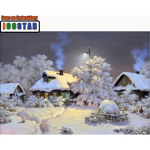 Diamond painting landscape Snow House Home Decoration DIY Diamond Painting Resin Round Drill Diamond Embroidery Needlework