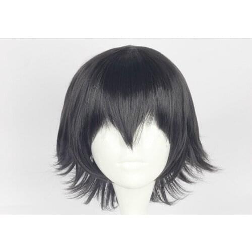 Anime Edogawa Ranpo Bungo Stray Dogs Black Short Heat Resistant Sythentic Hair Headwear Cosplay Halloween Party + Free Wig Cap