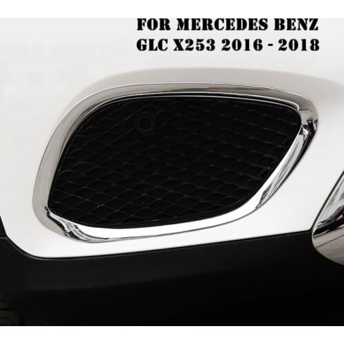 Auto Accessory Accessories For Mercedes Benz GLC X253 2016 2017 2018 2019 ABS Front Fog Lights Cover Molding Trim Bright Silver