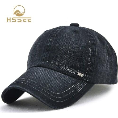 HSSEE official authentic cotton baseball cap wear denim fabric environmental protection paint does not fade Mens accessories