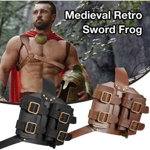 Sword Cover Outdoor Double Scabbard Strap Adjustable PU Leather Double Back Scabbard Medieval Renaissance Broad Sword Cover