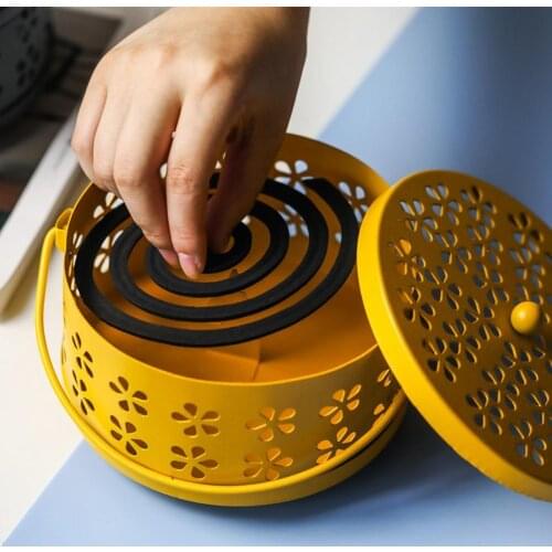 Garden Home Nordic Retro Metal Hollow Floral Mosquito Coil Holder Case Garden Burner Insect Repellents Box Dropshipping