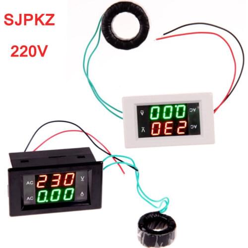 AC Digital Ammeter Voltmeter 220V Panel Amp Volt Voltage Current Meter Tester Double LED Display High Quality