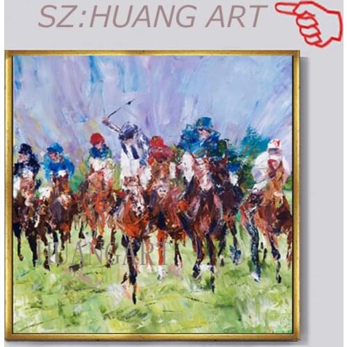 Color Animal knife Horse Racing Decor Oil Painting Canvas View Master Christmas Decoration Girls Bedroom Decor Headboard