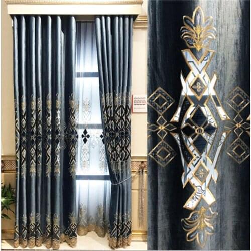 European Velet Curtains Blackout For Living Room Embroidery Window Blinds Drape Bedroom High End Luxurious Sheer Curtain X-AD607