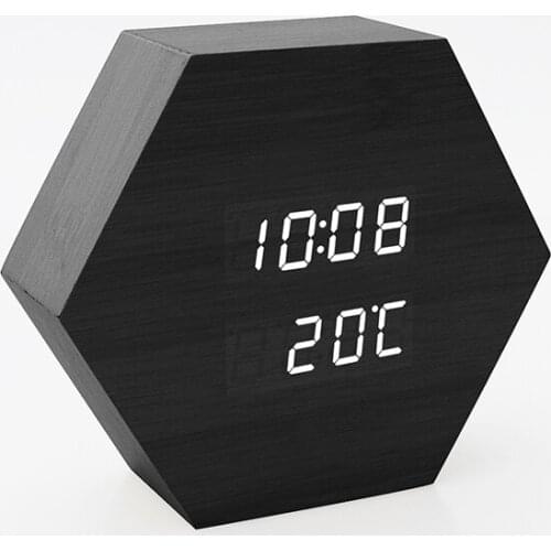 Jimei H6004 LED Wooden Alarm clock Charger Mobile Phone Temperature Desk Alarm Clock