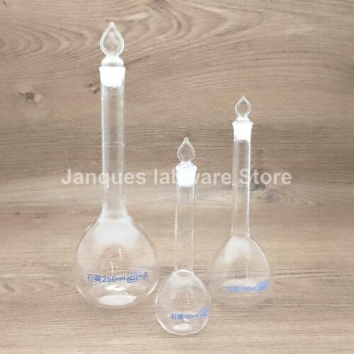 1pc 5ml to 500ml Lab Transparent Quartz Glass Volumetric Flask the Long Neck measuring flask for school experiment