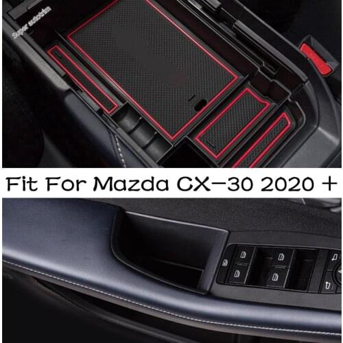 Lapetus Fit For Mazda CX-30 2020 2021 Accessories Car Front Door & Armrest Storage Box Organizer Decoration Cover Interior Trim