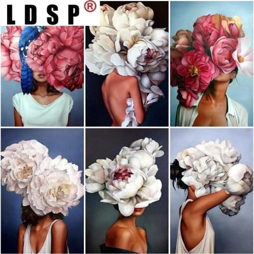 LDSP Home Decor 5D Diamond Embroidery Sale Portrait Girl Diamond Painting Full Drill Square Flower Diamond Mosaic Rhinestones