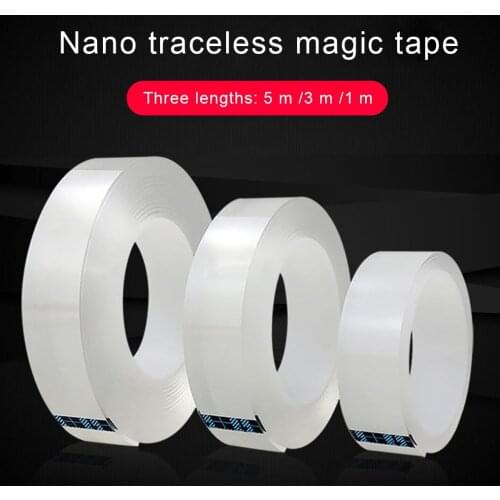 Washable Transparent Nano Tape Multipurpose Reusable Removable Traceless Clear Double-Sided Adhesive Strip
