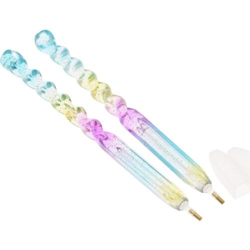 2019 New 2Pcs Colorful 5D Diamond Painting Embroidery Kit Point Drill Pen DIY Diamond Tools Craft Accessories