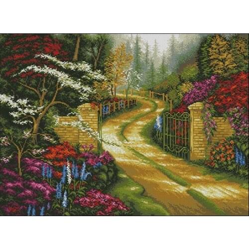 Garden Road Scenery Sewing kit Top Quality Embroidery Needlework 14CT Unprinted Cross Stitch Kits DIY Handmade Home Decor