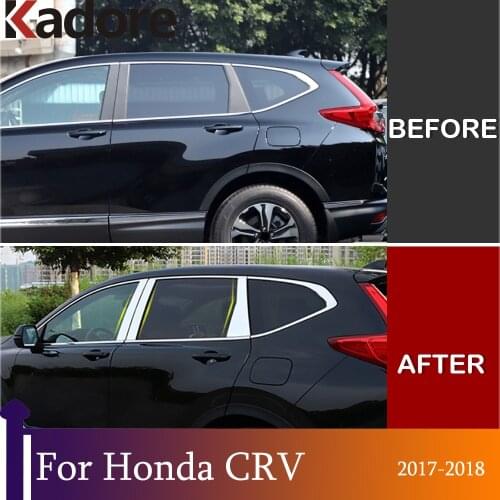 For Honda CRV CR-V 2017 2018 Stainless Steel Chrome Window Center Pillar Post Trims B Pillars Moulding Cover Car Accessories