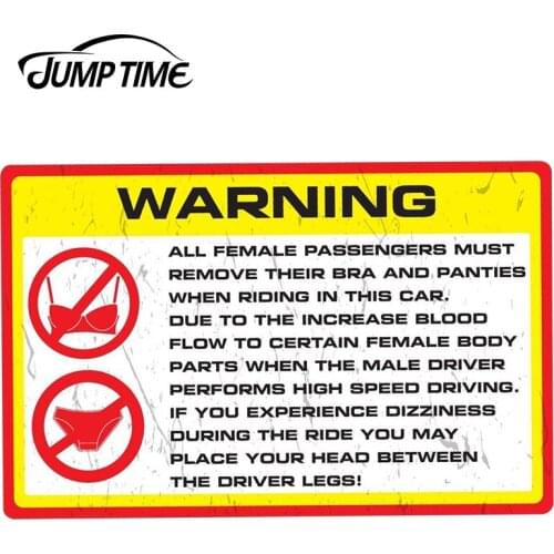 JumpTime 13cm x8.4cm For WARNING BRA Sticker Rear Windshield Decal Waterproof Car Accessories Car Stickers Car Window Decoration
