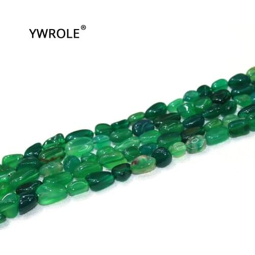 Irregular Gravel Shape Natural Green Agat Stone 6-9 mm Loose Beads For Jewelry Making DIY Bracelet Necklace 15'' 40 PCS Lots