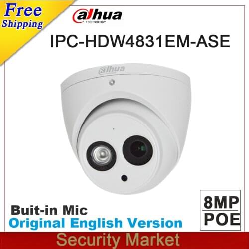 Original dahua English version IPC-HDW4831EM-ASE 8MP POE IR eyeball network camera CCTV IP camera with IP67 Mic built-in H.265