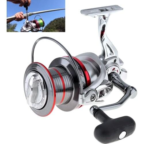 Full Metal Spinning Fishing Reel 14+1 9000 Series Ball Bearing 20KG / 44LB Long Distance Surfcasting Wheel with Larger Spool