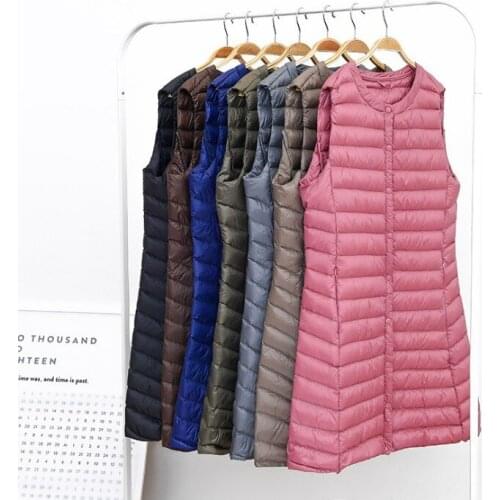 Down Vest Womens Mid-Length 2020 New Korean Version Thin Light Hooded Waistcoat Vest Jacket Trendy Fresh and Fashionable