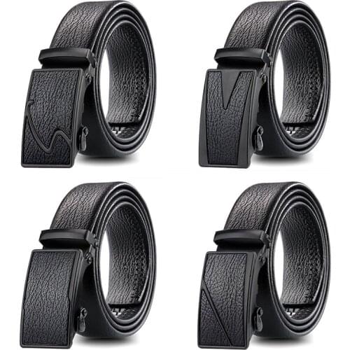 Luxury brand high quality mens smooth buckle belt bark stripes pure black belt classic business highlights mens charm belt