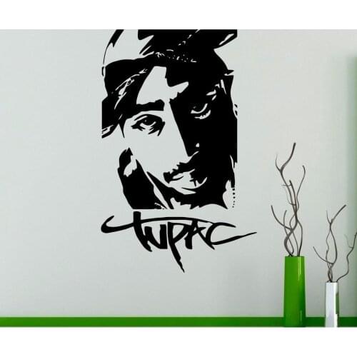 Rap Hip Hop Music Wall Decals Tupac Wall Vinyl Sticker Removable Wallpaper for Dorm Studio Bar room decor