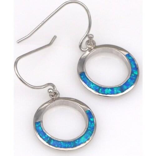 RH0137 Women Simple Round Opal Drop Earrings Blue Fire Opal drop Earrings Women Fashion Jewelry