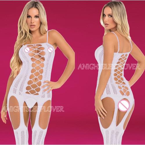 Sexy Bodystockings Open Crotch Women Fishnet catsuit Mesh tights Lingerie Erotic Bodysuit Sleepwear Crotchless jumpsuit Teddies