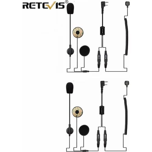 Retevis 2pcs EHK008 2Pin Cycling Helmet Headset Finger witn PTT Mic for Kenwood Retevis for TYT Baofeng UV5R 888S Two Way Radio