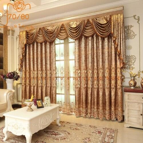 European Style Curtains for Living Dining Room Bedroom Light Luxury Hollow Embroidery Curtains Finished Product Customization