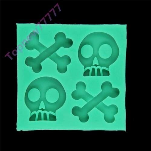 Skull Bones Shape Fondant Cake Mold Candy Jelly Chocolate Silicone Mould Sugar Craft Decorating Baking Tools 1957