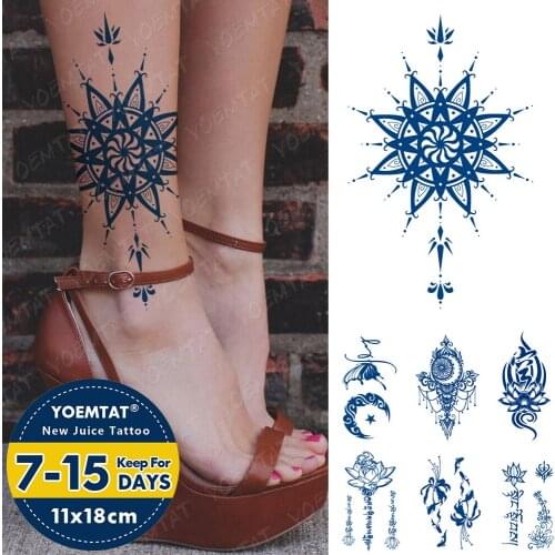 Juice Ink Tattoos Body Art Lasting Waterproof Temporary Tattoo Sticker Moon Louts Sanskrit Tatoo Yoga Totem Arm Fake Tatto Women