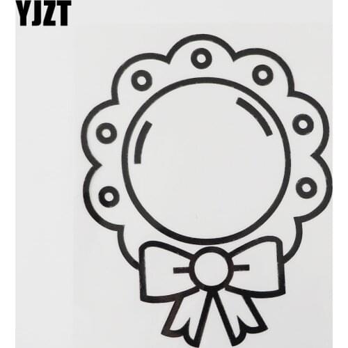 YJZT 11.2CM×14CM Bow Decorated Mirror Car Sticker Originality Vinyl Decal Black/Silver 13E-0074