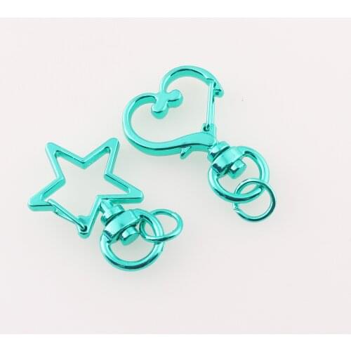 Green Swivel Clasp 6pcs 35mm Star Shape Lanyard Clips Key Chains Metal Snap Hook Purse Strap Buckles