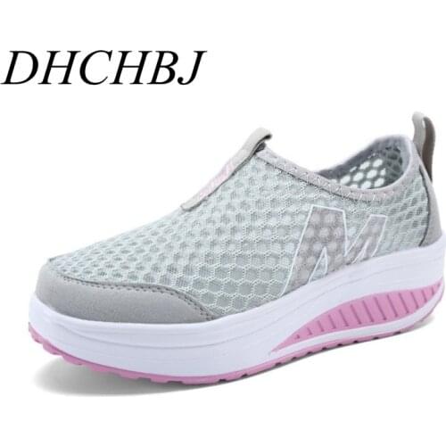 Women Casual Sneakers shoes Sport Fashion Height Increasing Woman 2020 Breathable Air Mesh Swing Wedges Sneakers
