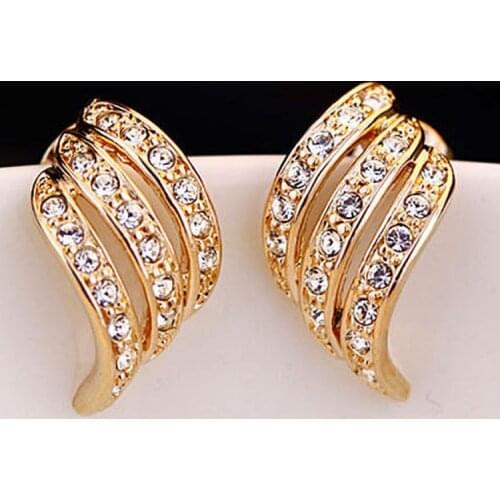 QiLeSen cute angel wings ladies earrings 925 sterling silver rose gold white crystal zircon diamond earrings female