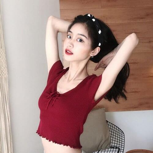 Woman Sweaters Pullover 2021 Summer Square Collar Short Sleeve T-shirt Female Bow Top Femme Chandails