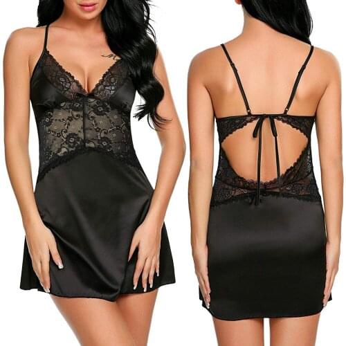 Plus Size Women Sexy Lingerie Porno Lace Sleepwear Dress Backless Hollow-out Temptation Babydoll Erotic Costume Erotic Underwear