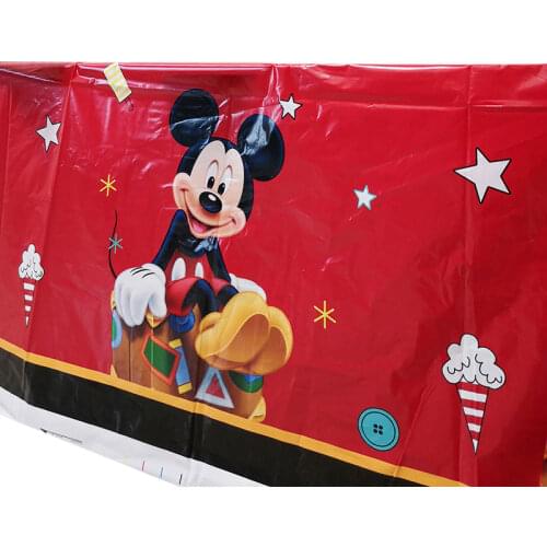 1PCS 130*180CM Party Tablecloth Happy Birthday Party Mickey Mouse Plastic Tablecover Disposable Tableware Baby Shower Supplies