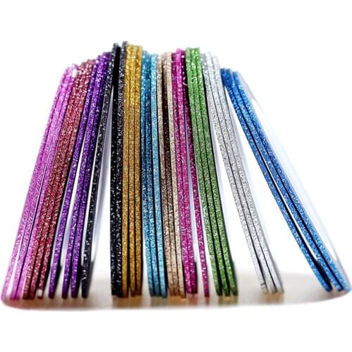 12pcs/lot 1mm Golden Glitter Strip Tape Line Nail Art Decoration Sticker DIY Nail Art Striping Tape Line Case Tip