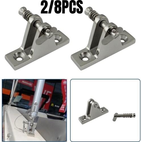 2/8PCS 316 Stainless Steel Marine Mount Deck Hinge With Spring Pin 60mm Boat Bimini Top Side Marine Yacht Hareware Accessories