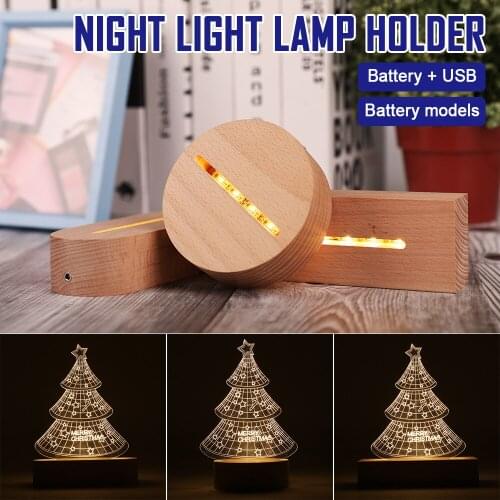 1/2/5pcs Lamp Base Art Ornament Wood Light Base Rechargeable Remote Control Wooden LED Light Rotating Display Stand Lamp Holder