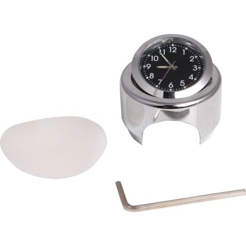 7/8" 1" Motorcycle Handlebar Chrome Dial Quartz Clock Luminous Clock For Yamaha Honda Suzuki For Harley Kawasaki KTM BMW Etc