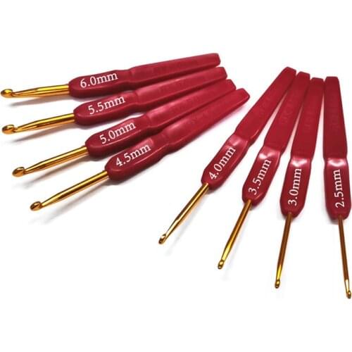 8 Size/Set Crochet Hooks Golden Aluminum Crochet Hook Knitting Needles set Weave Case Yarn Craft Kit