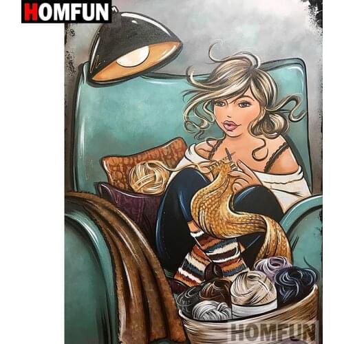 HOMFUN 5D DIY Diamond Painting Full Square/Round Drill "Cartoon woman" 3D Embroidery Cross Stitch gift Home Decor A01787